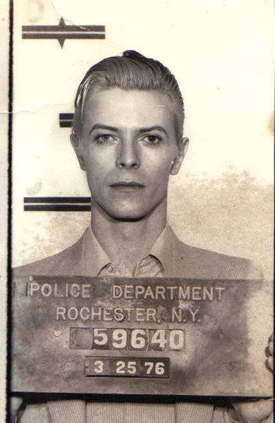 David Bowie, Mugshot, Rochester 1976.