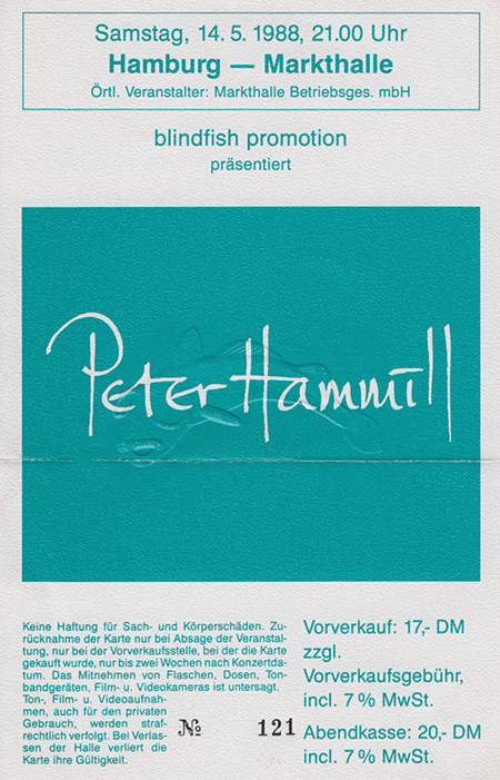 Peter Hammill Ticket.
