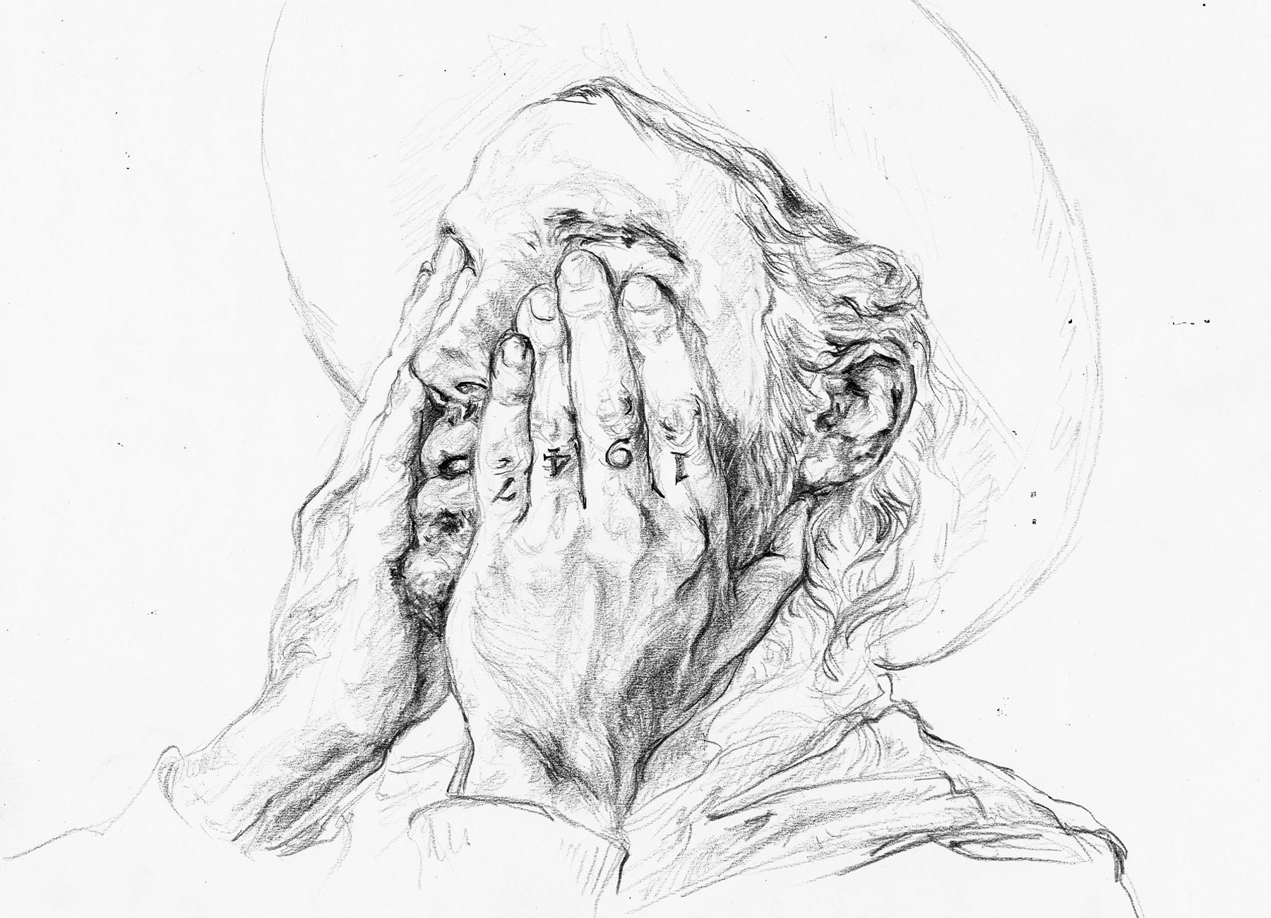 Danny Lee Blackwell, Sänger und Gitarrist der Night Beats, gezeichnet von Paula K. Völker.