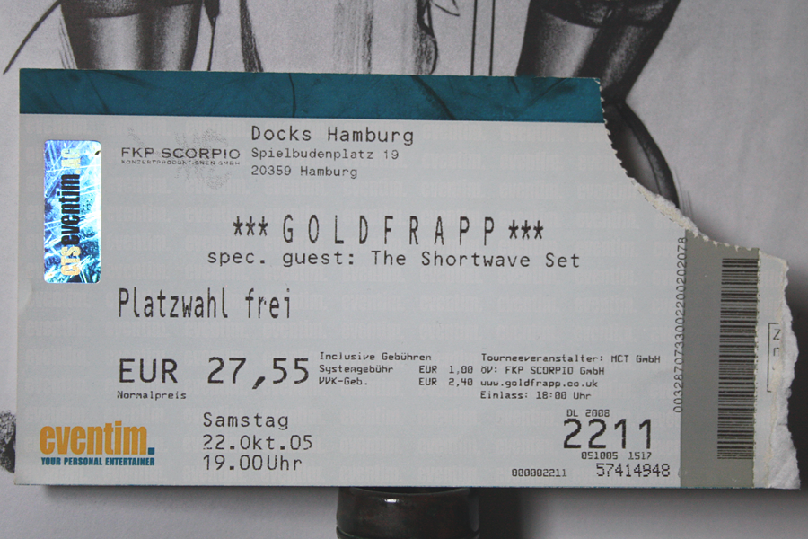 Goldfrapp Ticket 22.10.2005 Docks Hamburg.