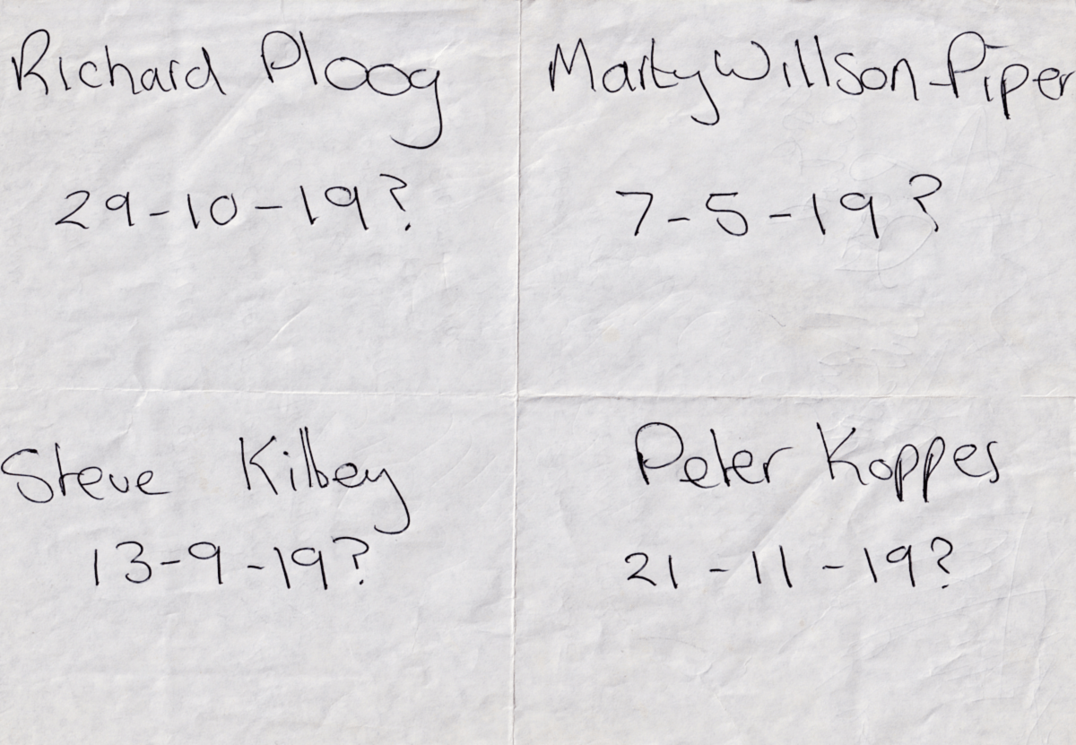 The Church Band Birthdays. Brief an Christian Erdmann.