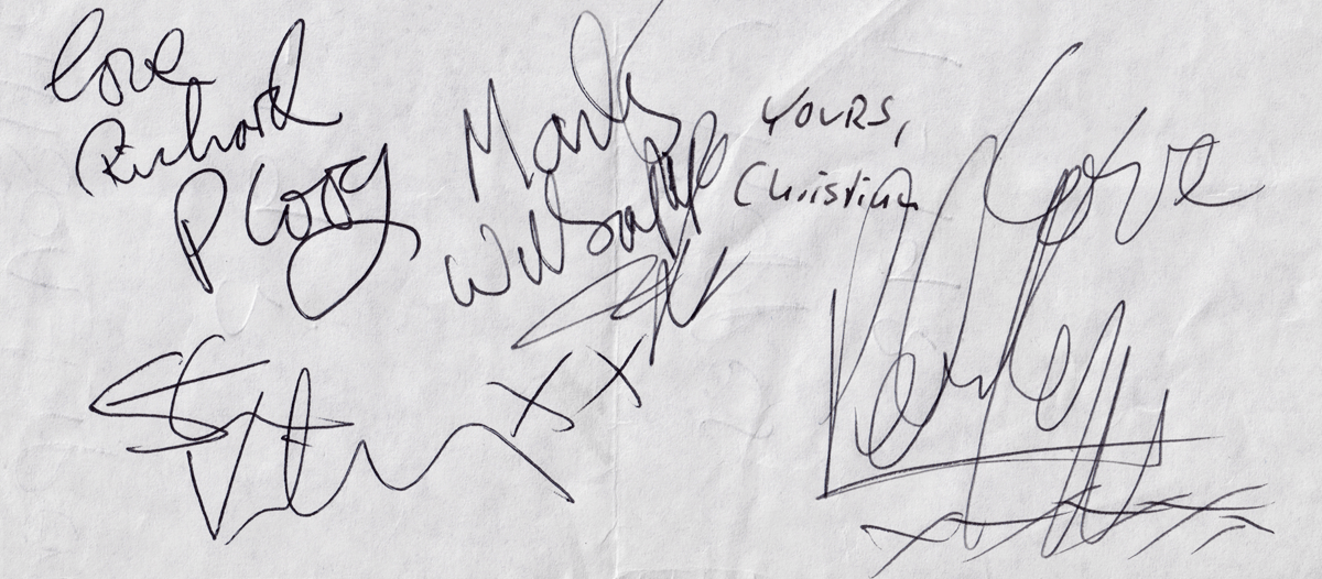 The Church, Richard Ploog, Marty Willson-Piper, Steve Kilbey, Peter Koppes Autographs.