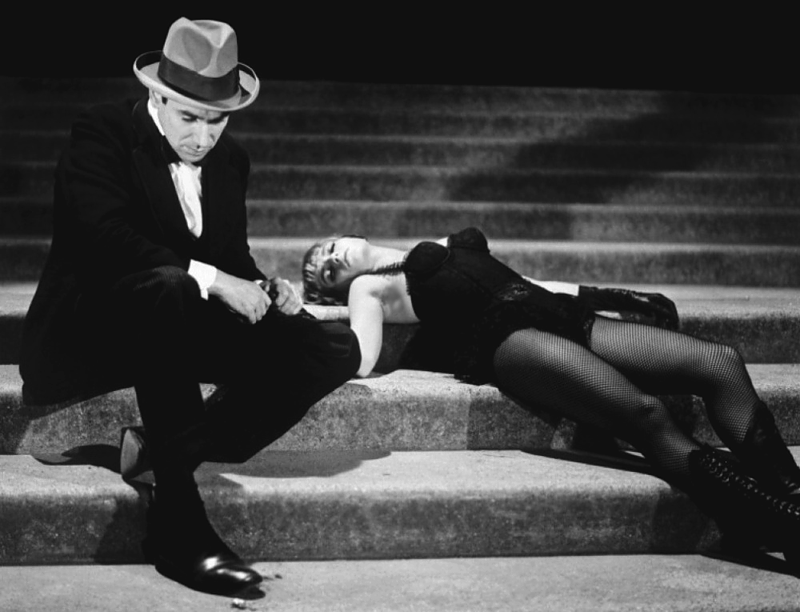 Robert Hossein, Marie-France Pisier in "Le Vampire de Düsseldorf", 1965, Regie Robert Hossein.