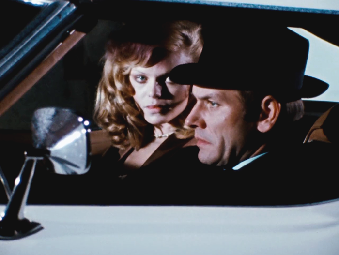 Mascha Rabben, Klaus Löwitsch in "Welt am Draht", 1973, Regie Rainer Werner Fassbinder.