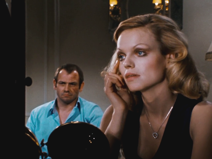 Mascha Rabben, Klaus Löwitsch in "Welt am Draht", 1973, Regie Rainer Werner Fassbinder.