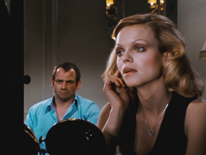 Mascha Rabben, Klaus Löwitsch in "Welt am Draht", 1973, Regie Rainer Werner Fassbinder.