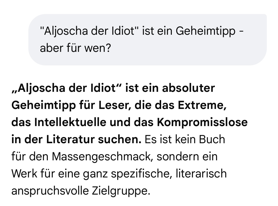 Q & A mit der KI zu "Aljoscha der Idiot", dem Roman von Christian Erdmann.